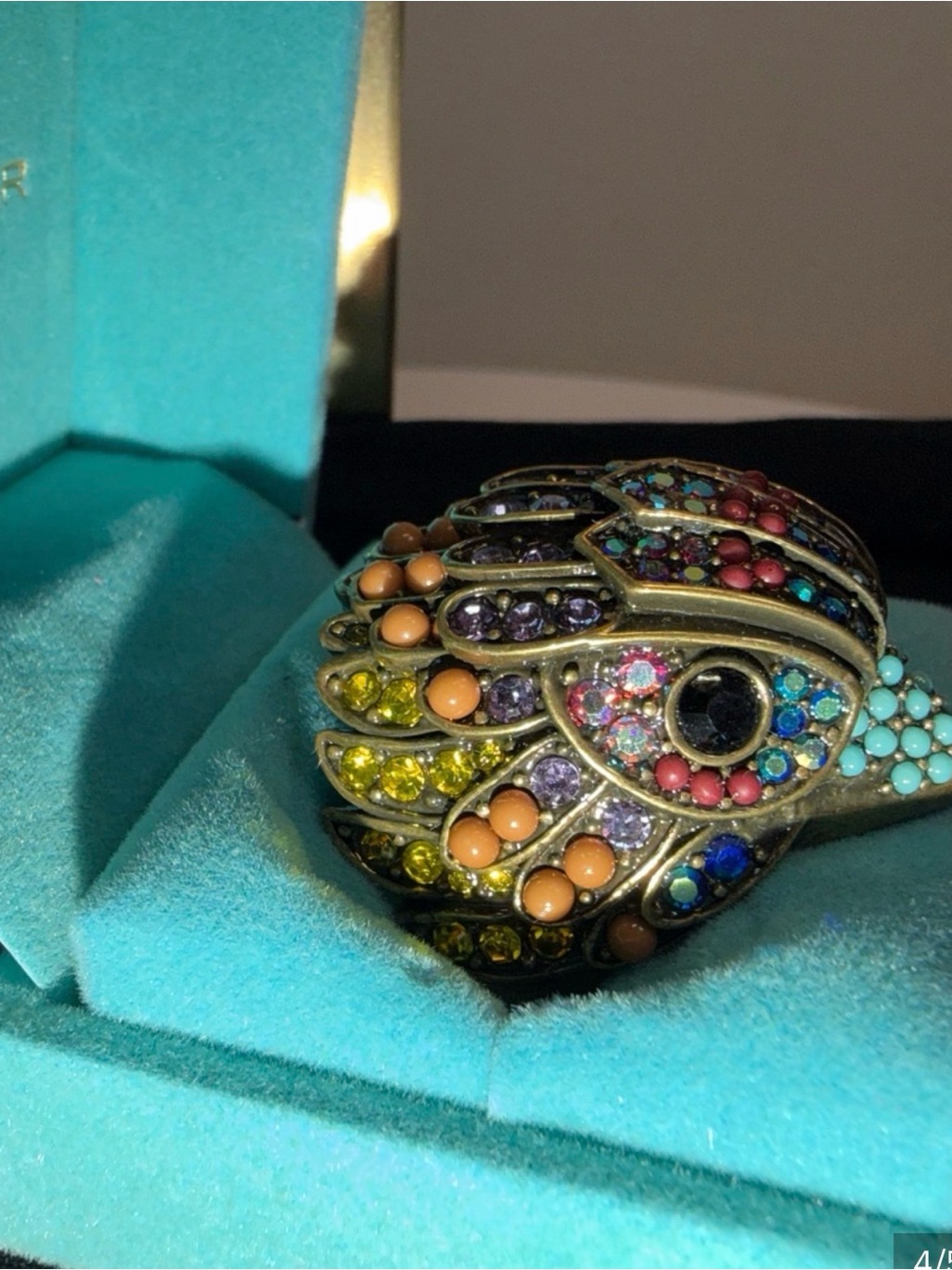 Nwt Kurt Geiger Multicolor Crystal Cocktail Ring Xl Dome Size 9 Statement Piece